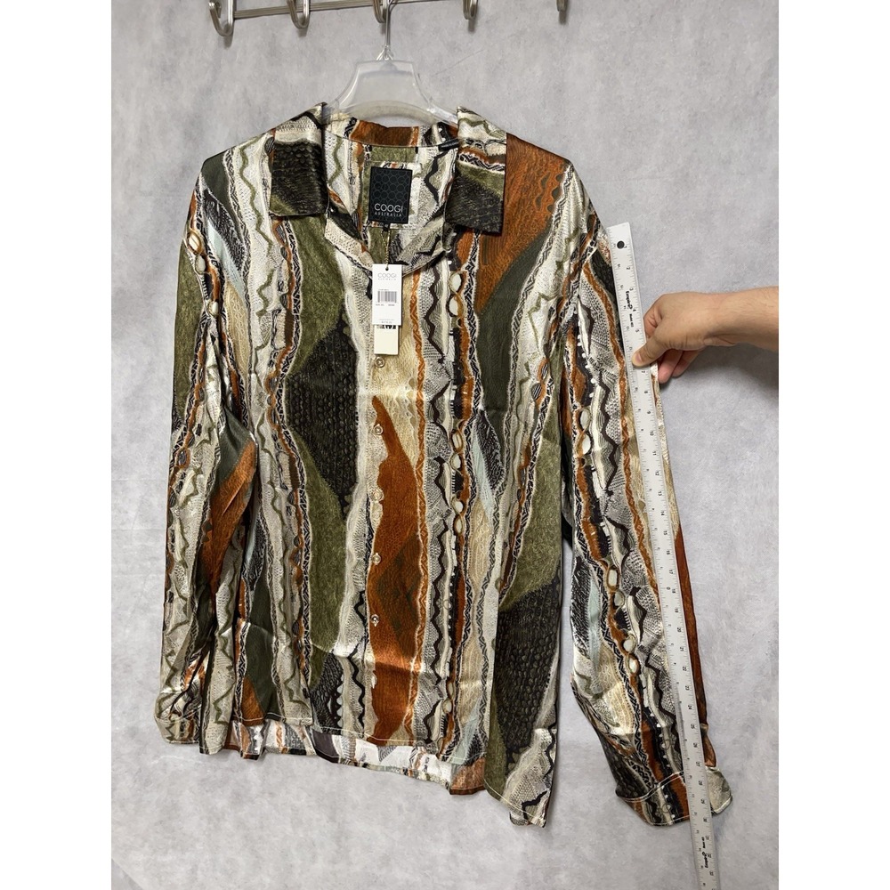 NWT Coogi Shirt Men 4XL Multi Silk Satin Printed Ultra Lightweight Vibrant Luxe - Picture 4 of 9